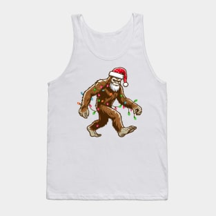 Bigfoot Santa Christmas Tree Lights Tank Top